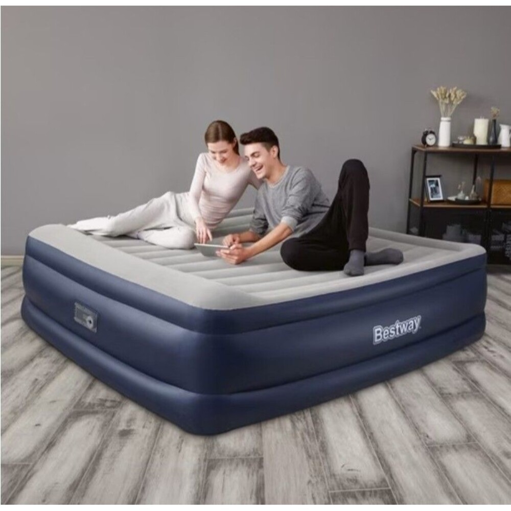 Bestway 22" Tritech King Size Air Mattress Built In Pump Comfort Support New